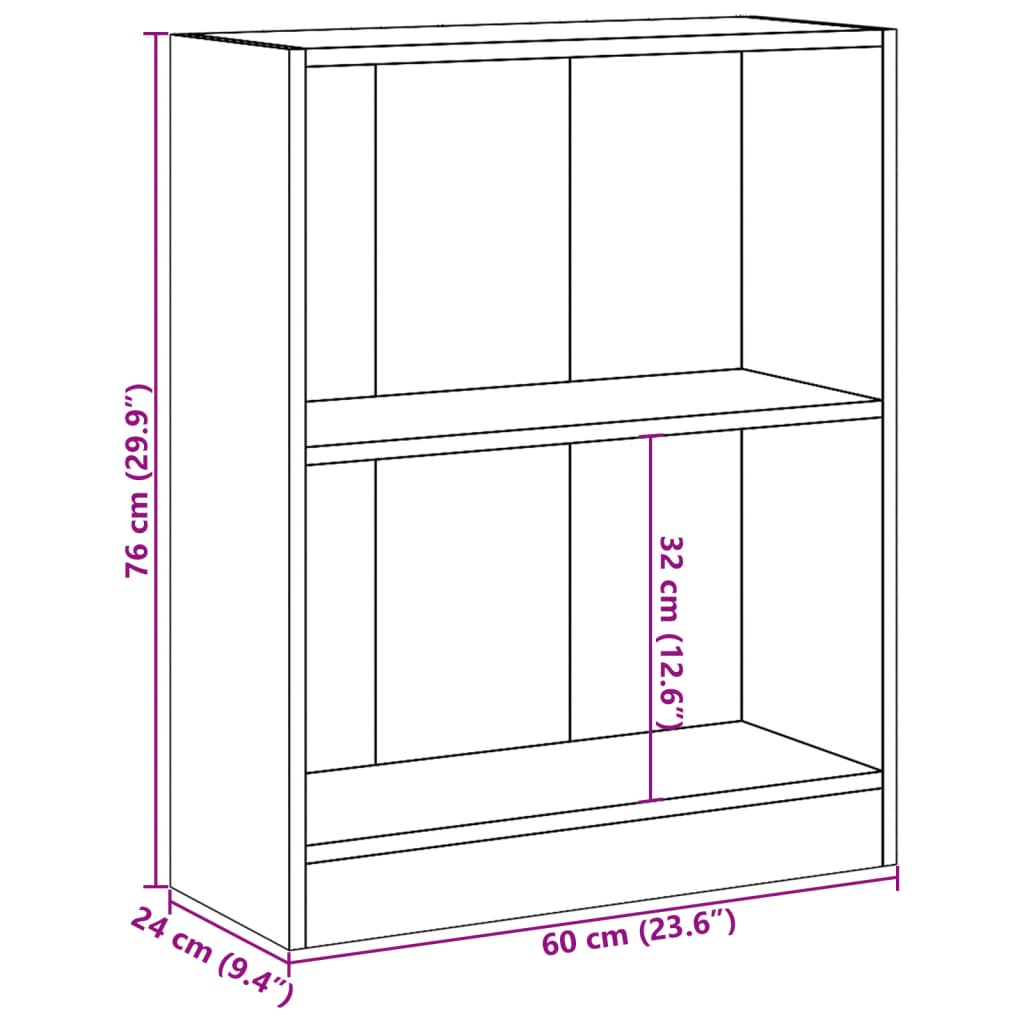 Polica za knjige crna 60 x 24 x 76 cm od konstruiranog drva
