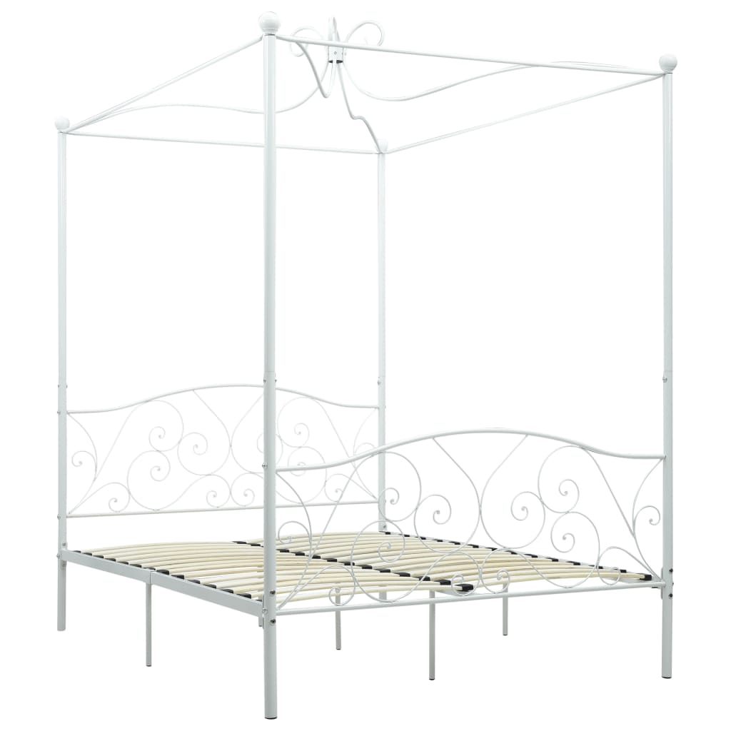 Okvir za krevet s nadstrešnicom bijeli metalni 120 x 200 cm