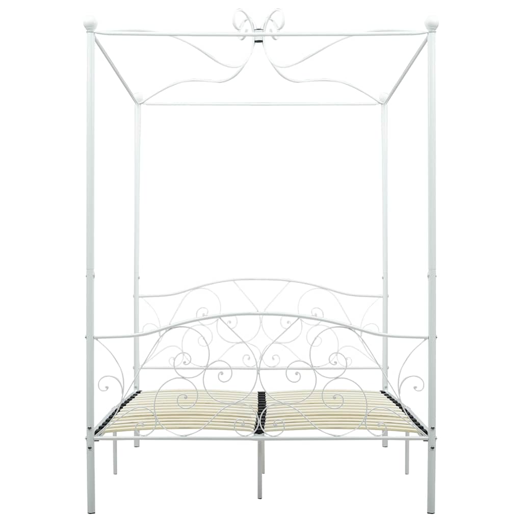 Okvir za krevet s nadstrešnicom bijeli metalni 140 x 200 cm