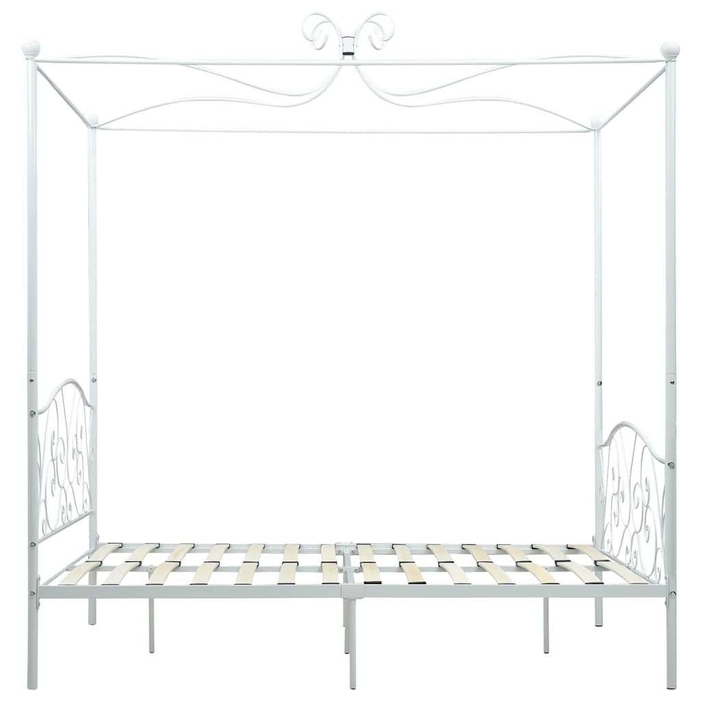 Okvir za krevet s nadstrešnicom bijeli metalni 140 x 200 cm