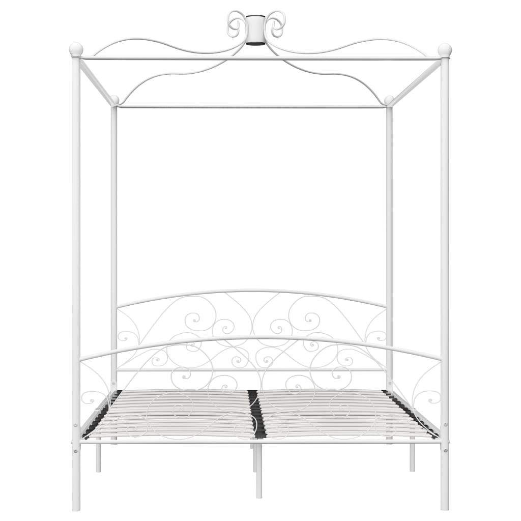 Okvir za krevet s nadstrešnicom bijeli metalni 160 x 200 cm