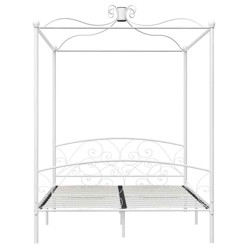 Okvir za krevet s nadstrešnicom bijeli metalni 180 x 200 cm
