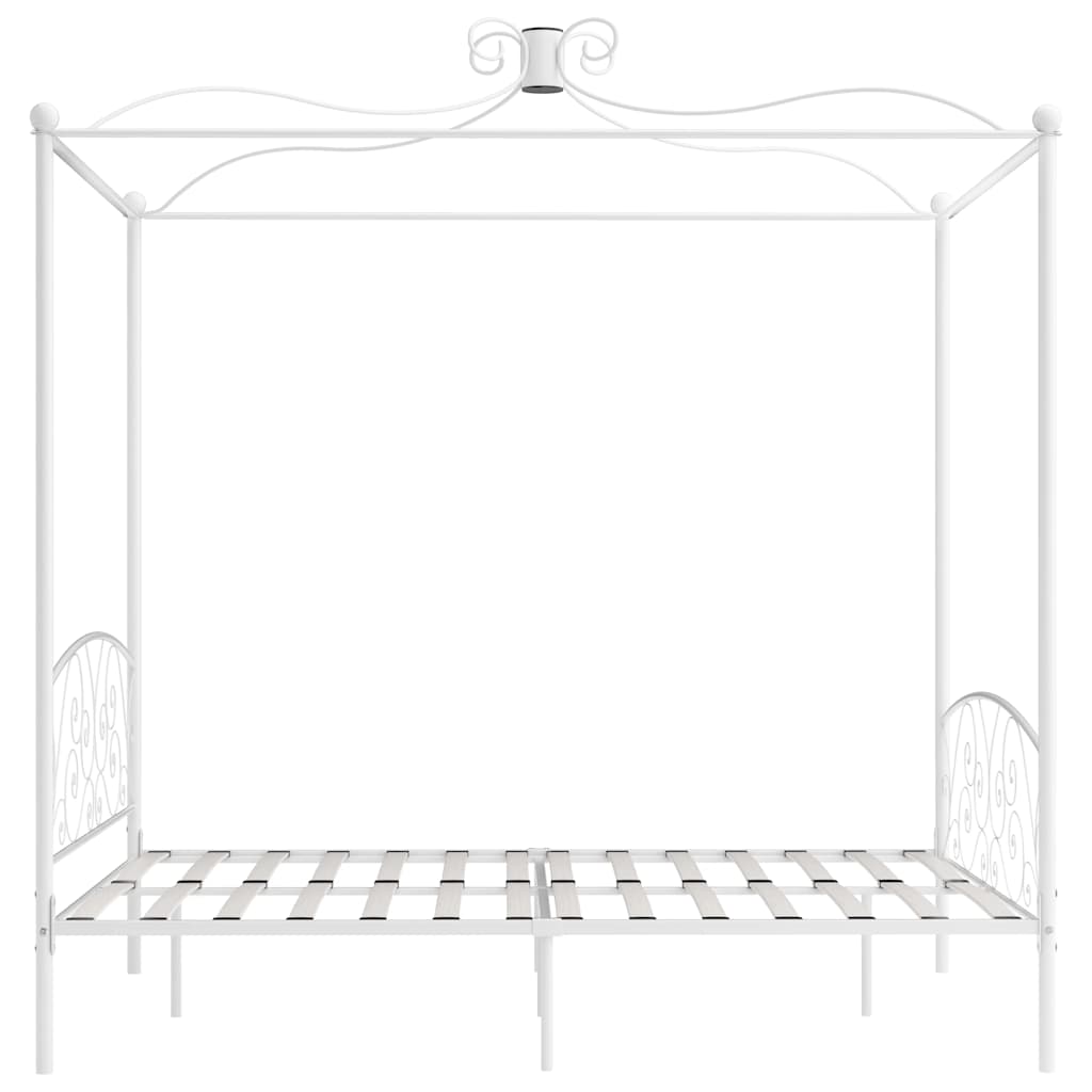 Okvir za krevet s nadstrešnicom bijeli metalni 180 x 200 cm