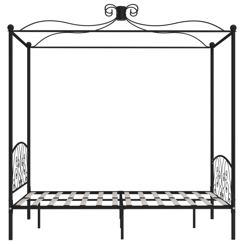 Okvir za krevet s nadstrešnicom crni metalni 120 x 200 cm