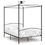 Okvir za krevet s nadstrešnicom crni metalni 140 x 200 cm