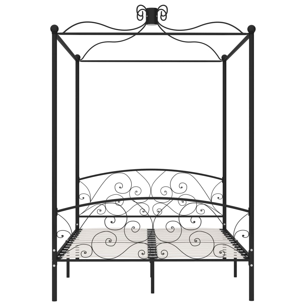 Okvir za krevet s nadstrešnicom crni metalni 140 x 200 cm