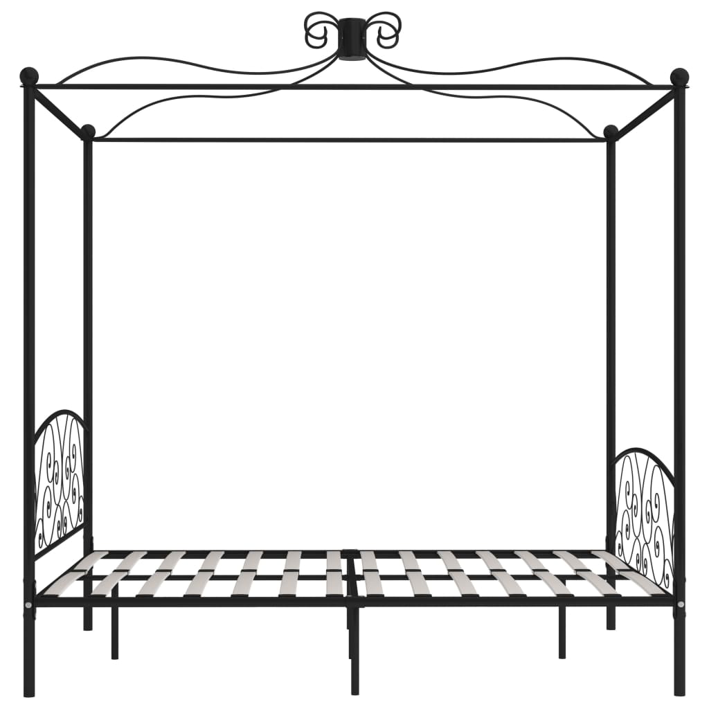 Okvir za krevet s nadstrešnicom crni metalni 160 x 200 cm