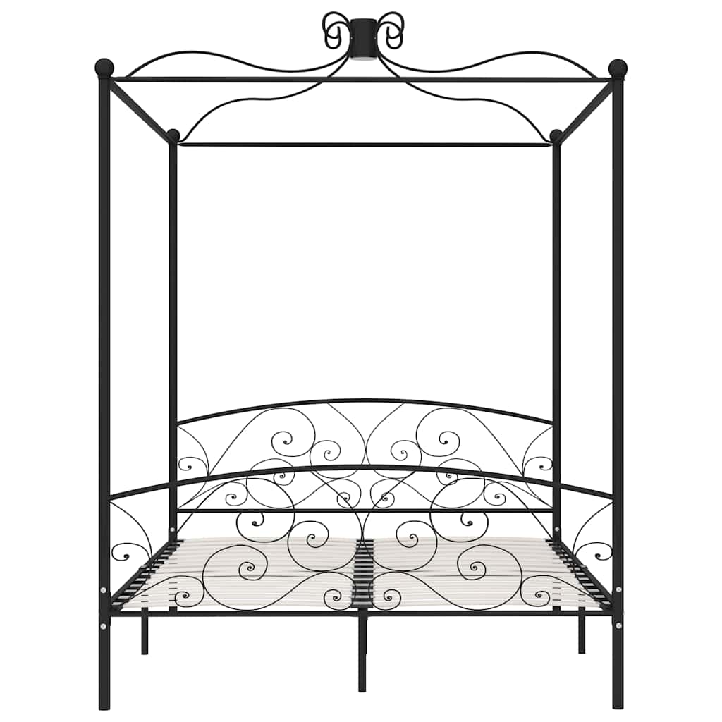 Okvir za krevet s nadstrešnicom crni metalni 180 x 200 cm