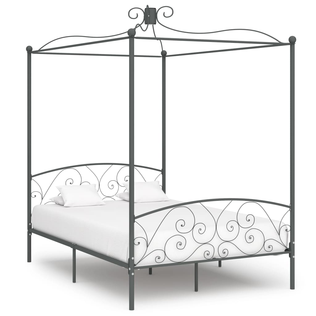 Okvir za krevet s nadstrešnicom sivi metalni 120 x 200 cm