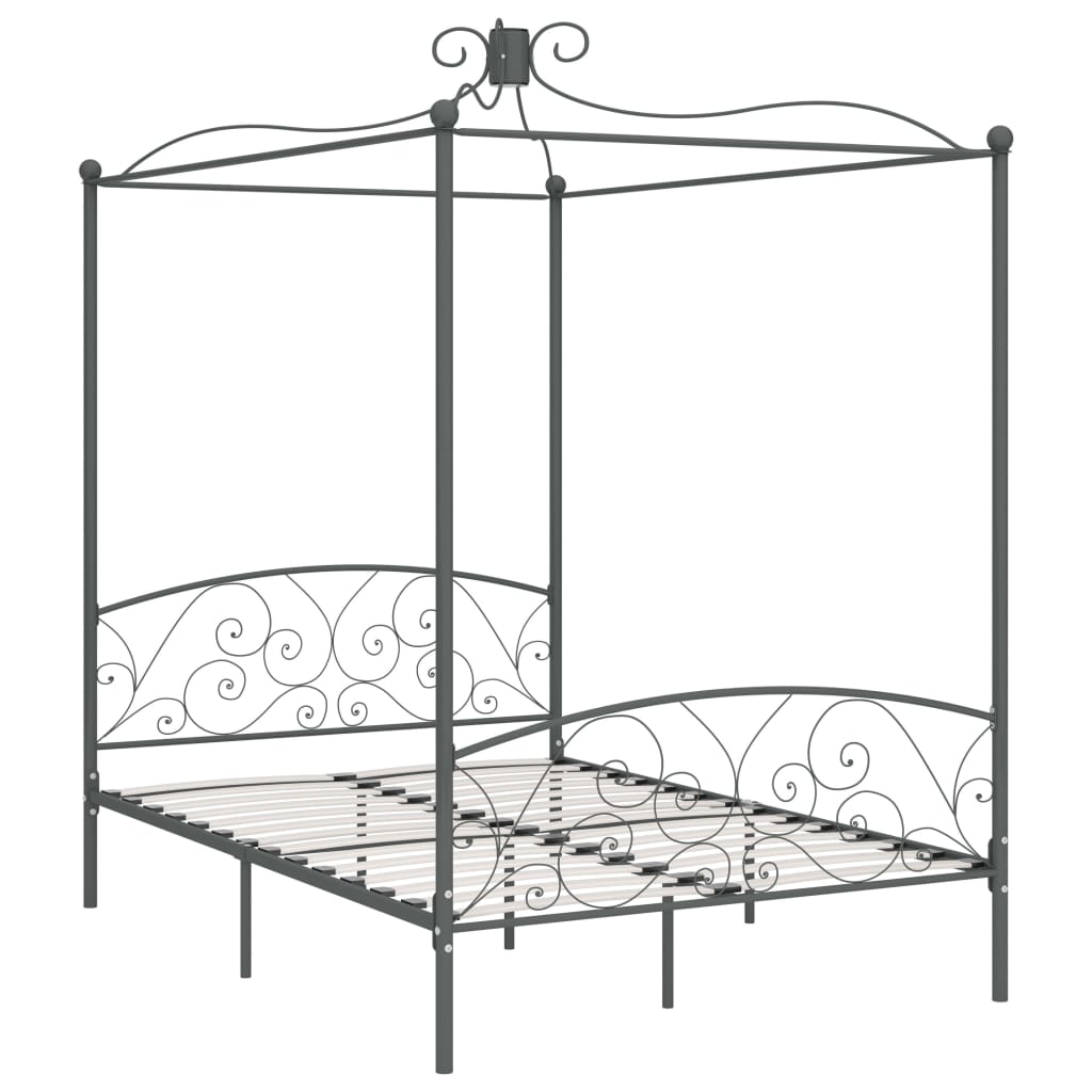 Okvir za krevet s nadstrešnicom sivi metalni 120 x 200 cm