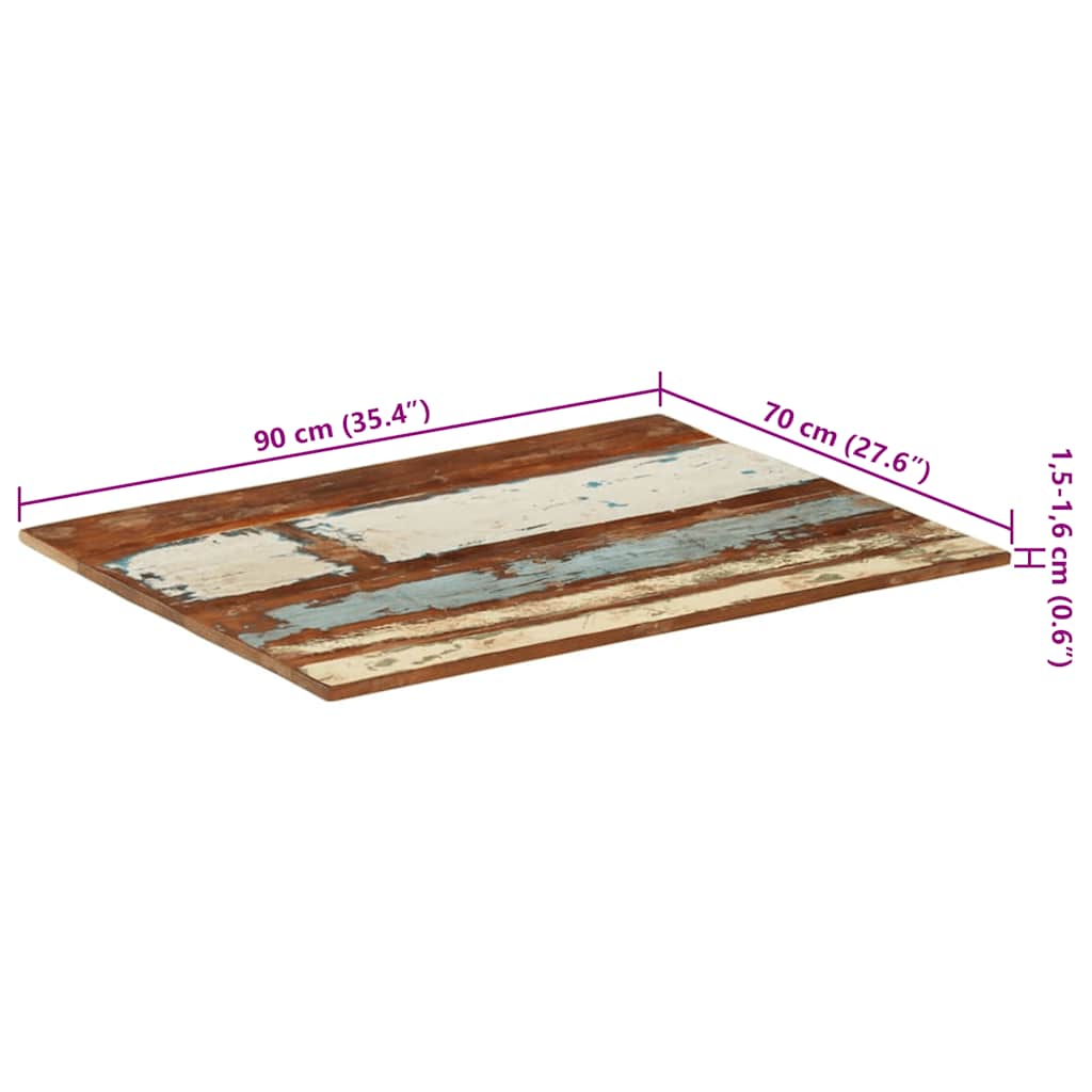 Pravokutna stolna ploča 70 x 90 cm 15 - 16 mm obnovljeno drvo