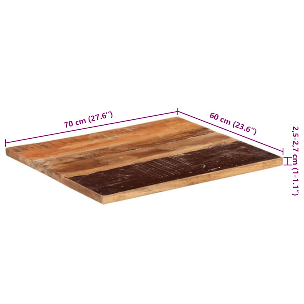 Pravokutna stolna ploča 60 x 70 cm 25 - 27 mm obnovljeno drvo