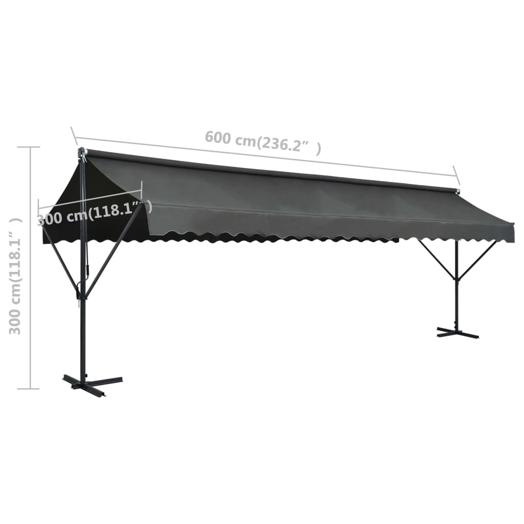 Samostojeća tenda 600 x 300 cm antracit