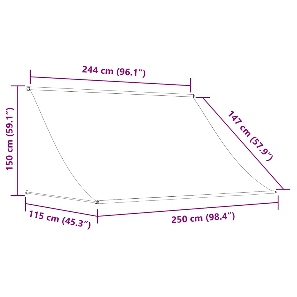 Tenda na uvlačenje 250 x 150 cm narančasto-smeđa