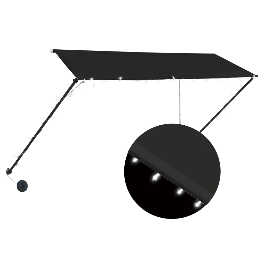 Tenda na uvlačenje s LED svjetlima 300 x 150 cm antracit