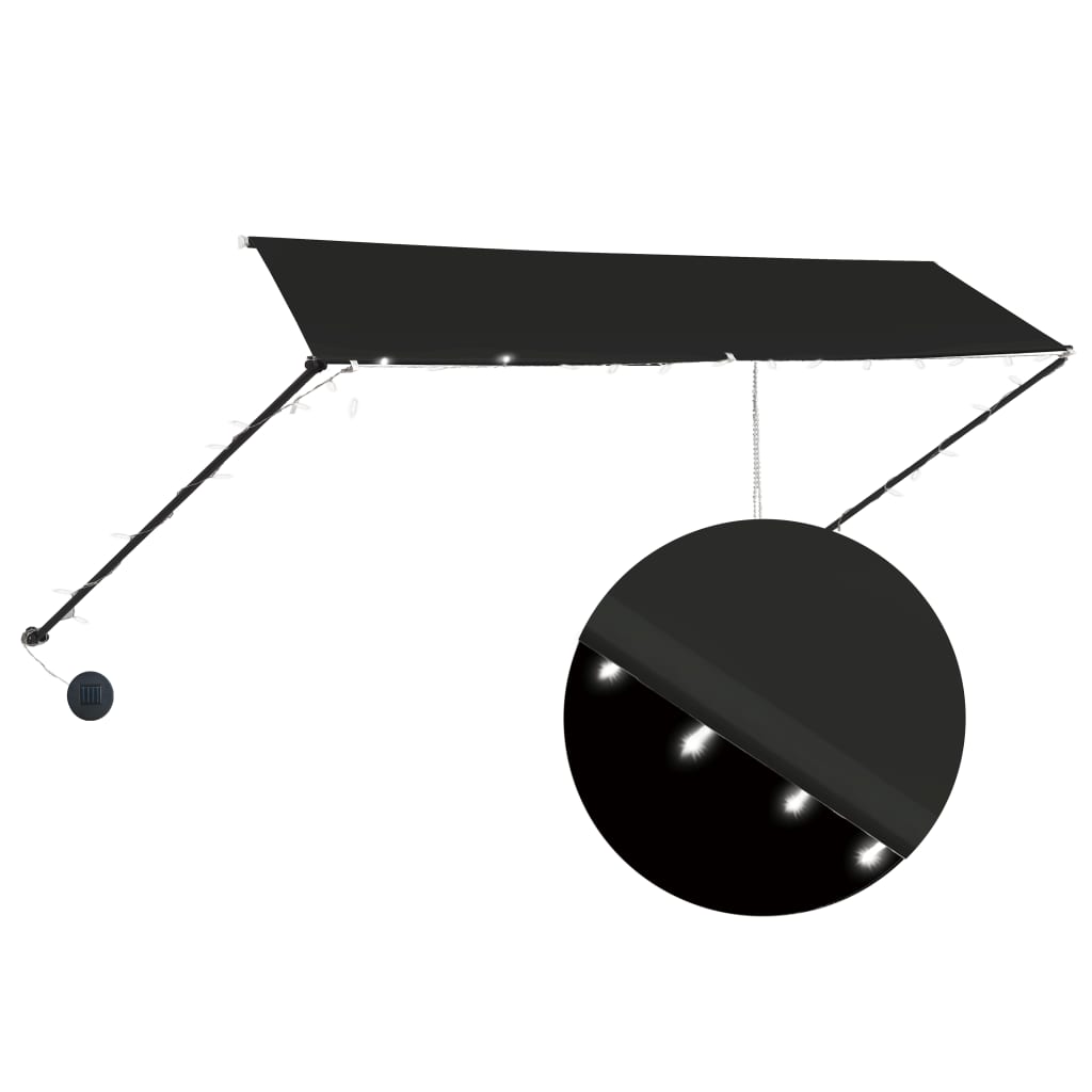 Tenda na uvlačenje s LED svjetlima 350 x 150 cm antracit