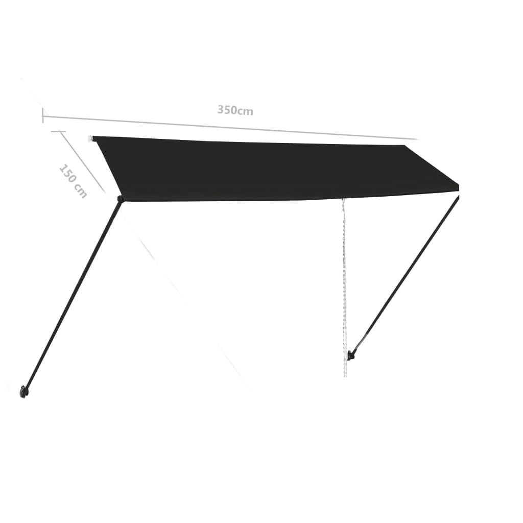 Tenda na uvlačenje s LED svjetlima 350 x 150 cm antracit