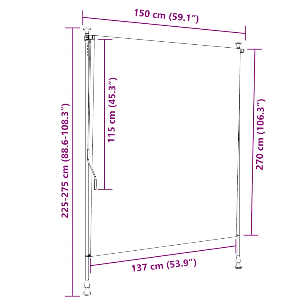 Vanjska roleta 150 x 270 cm krem