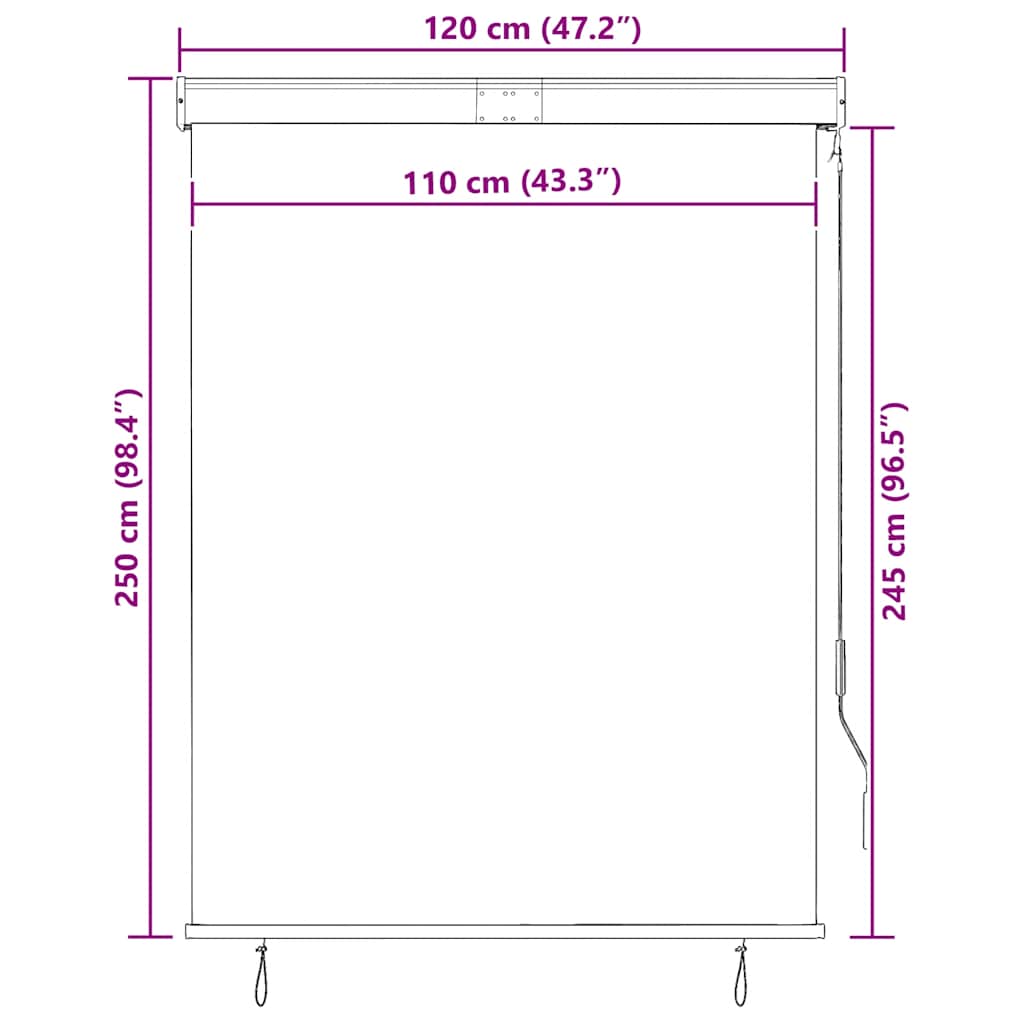 Vanjska roleta 120 x 250 cm plavo-bijela