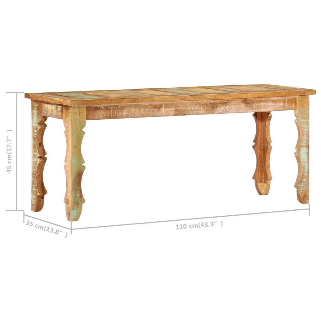 Klupa od masivnog obnovljenog drva 110 x 35 x 45 cm
