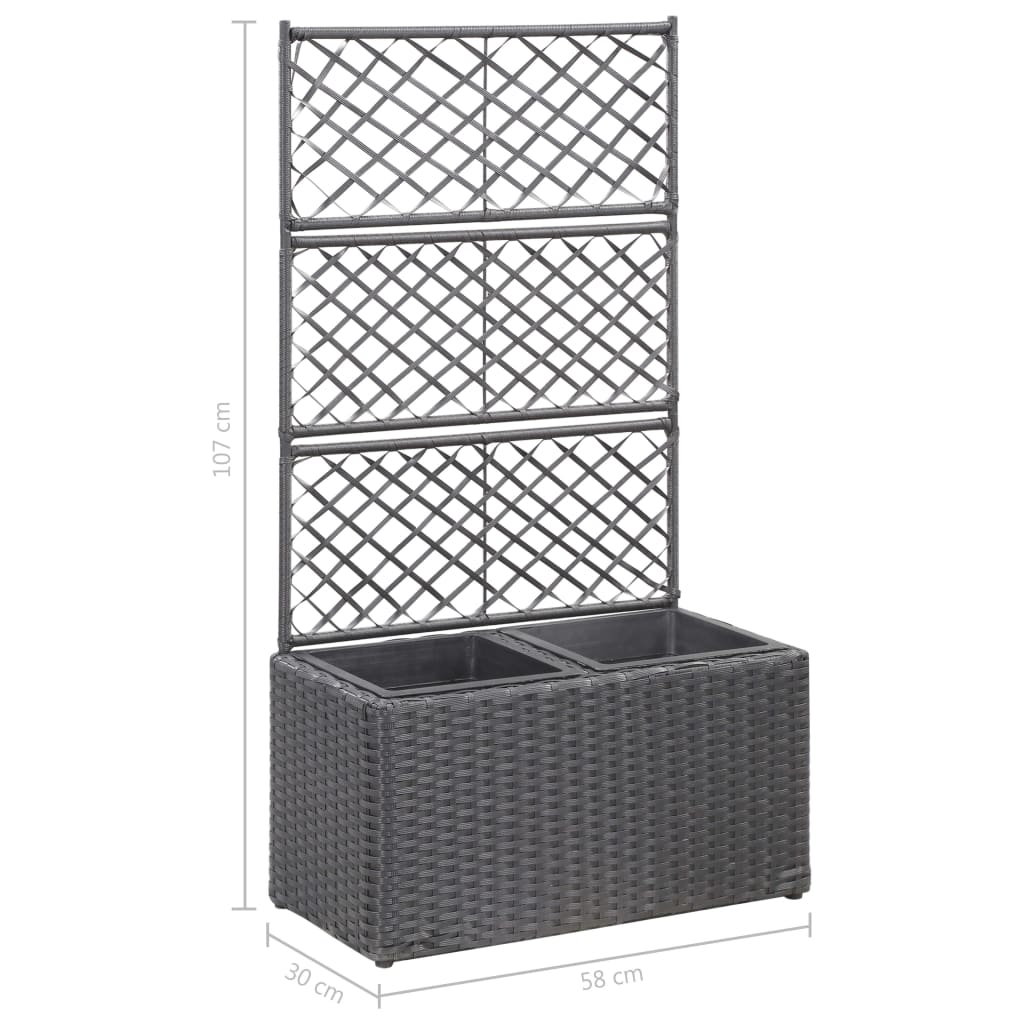 Sadilica s rešetkom i 2 posude 58x30x107 cm od poliratana crna