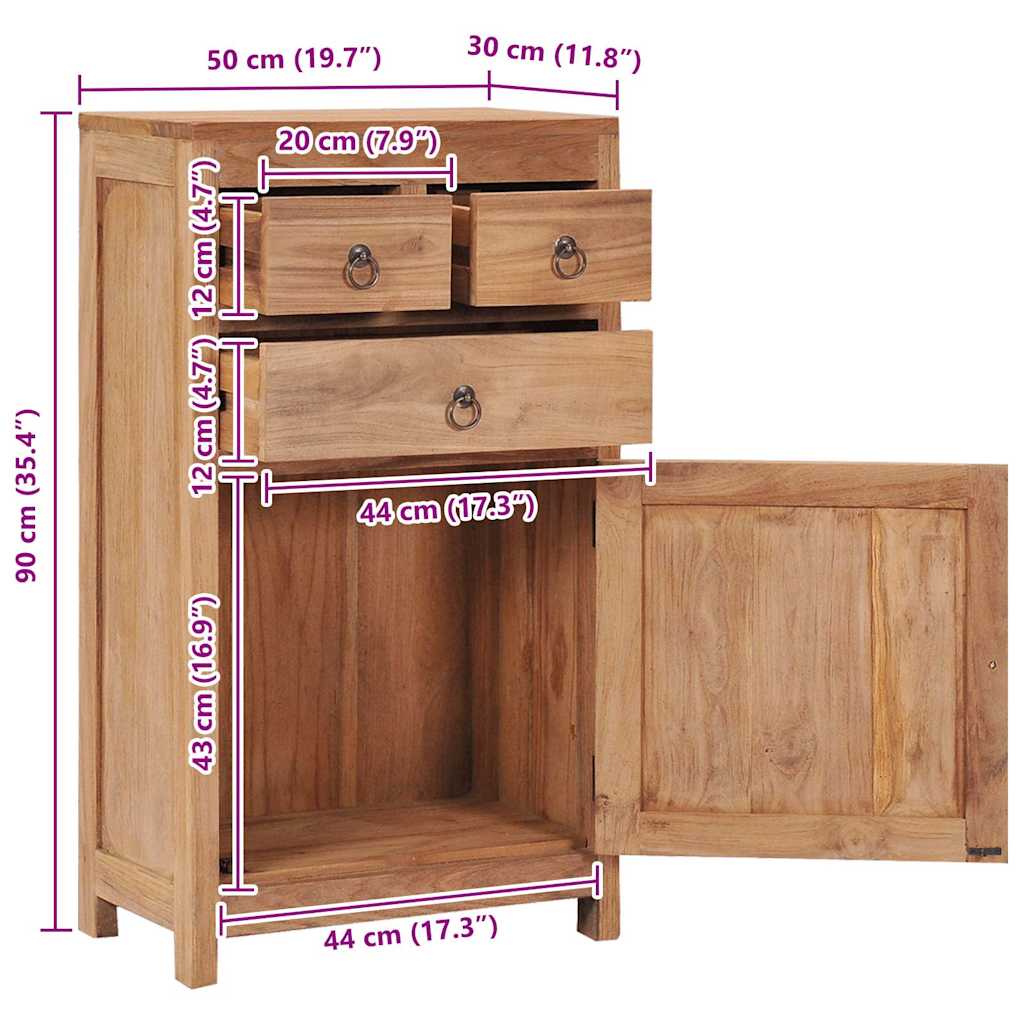 Komoda 50 x 30 x 90 cm od masivne tikovine