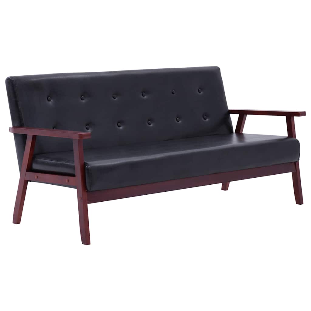 3-dijelni set sofa od umjetne kože crni