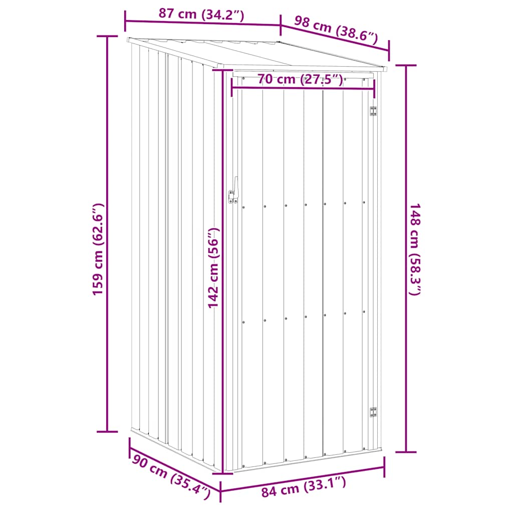 Vrtno spremište zeleno 87 x 98 x 159 cm od pocinčanog čelika