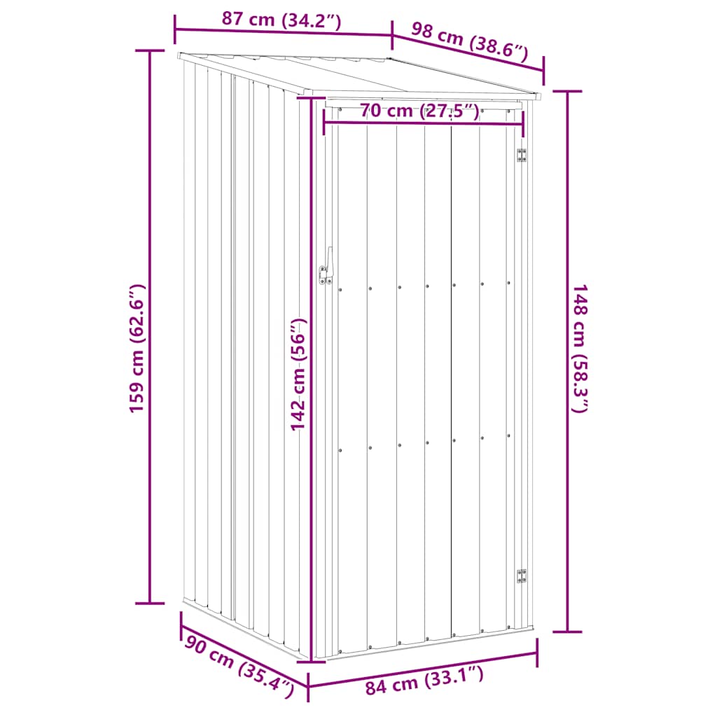 Vrtno spremište sivo 87 x 98 x 159 cm od pocinčanog čelika