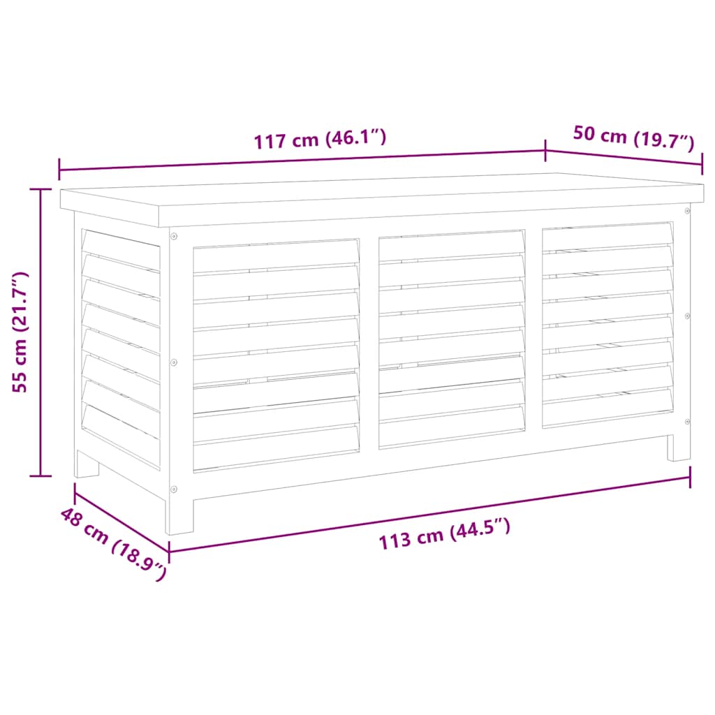 Vrtna kutija za pohranu 117x50x55 cm masivno drvo eukaliptusa