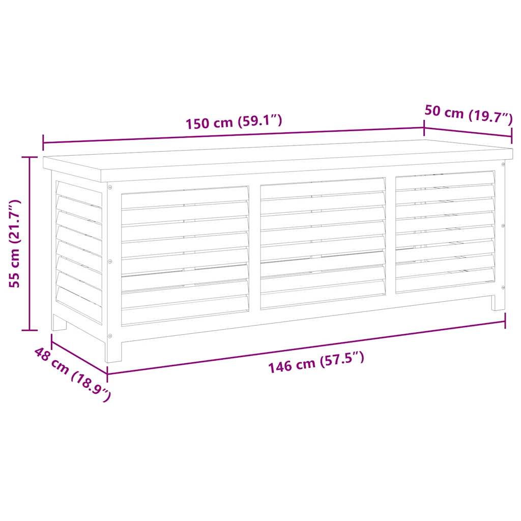 Vrtna kutija za pohranu 150x50x55 cm masivno drvo eukaliptusa