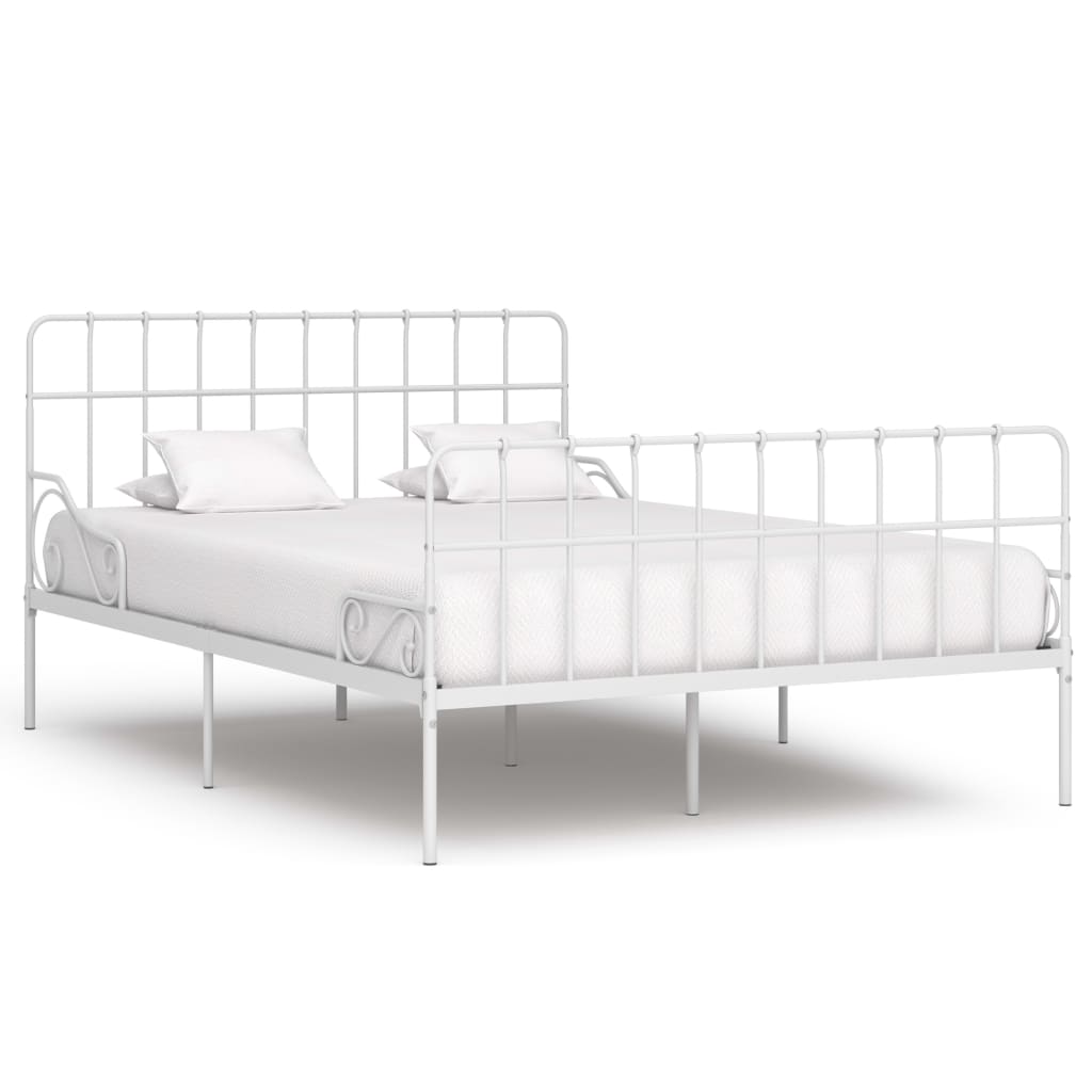 Okvir za krevet s podnicama bijeli metalni 120 x 200 cm