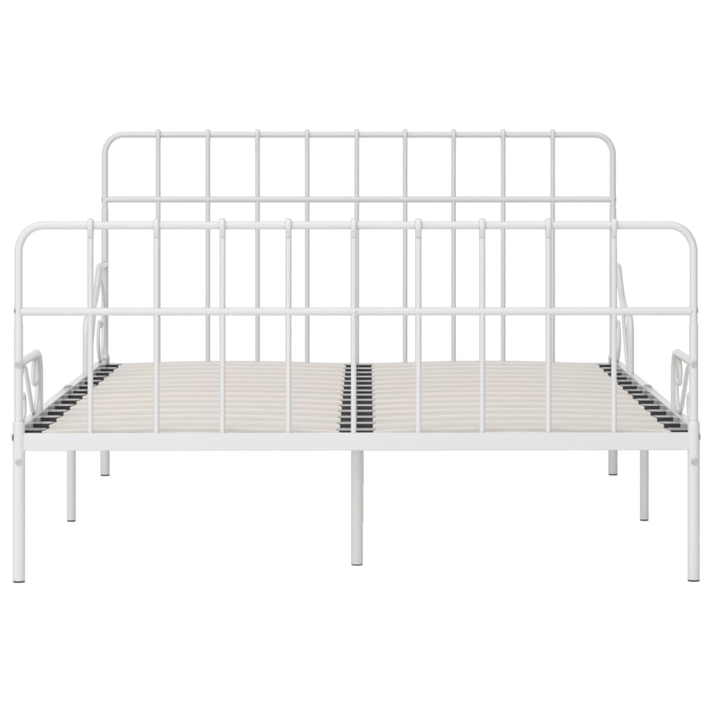 Okvir za krevet s podnicama bijeli metalni 120 x 200 cm