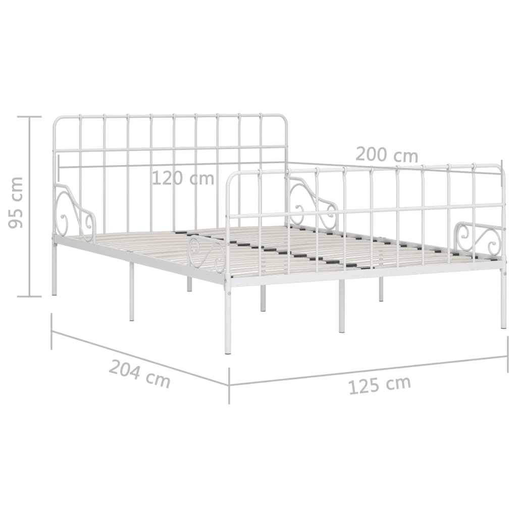 Okvir za krevet s podnicama bijeli metalni 120 x 200 cm
