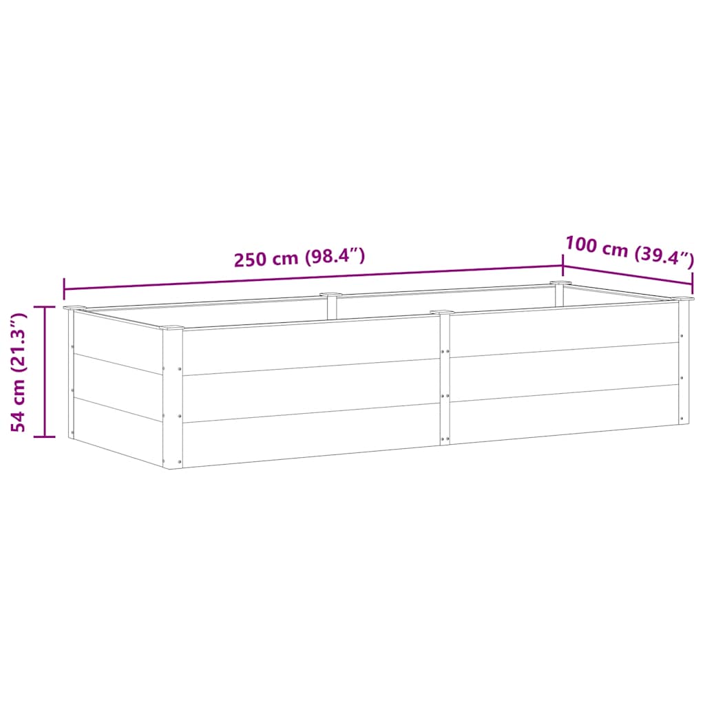 Vrtna posuda za sadnju 250 x 100 x 54 cm WPC siva