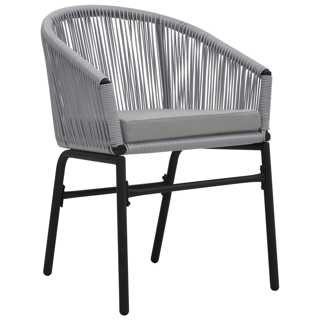 3-dijelni bistro set od PE ratana s jastucima sivi