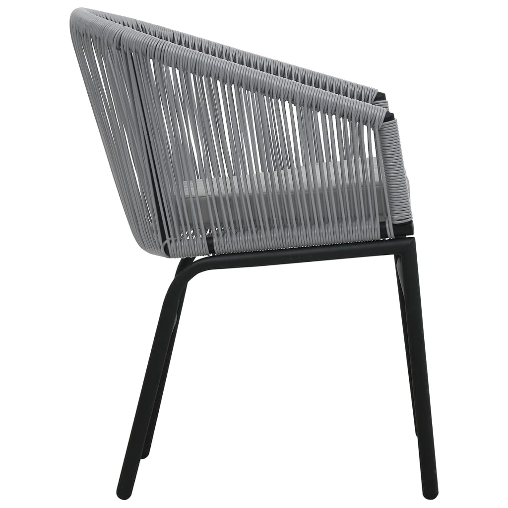 3-dijelni bistro set od PE ratana s jastucima sivi