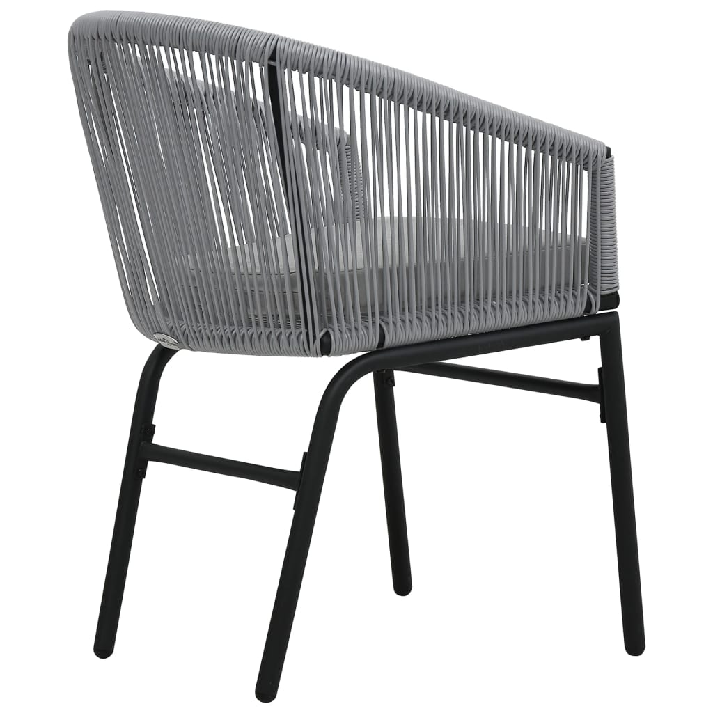 3-dijelni bistro set od PE ratana s jastucima sivi