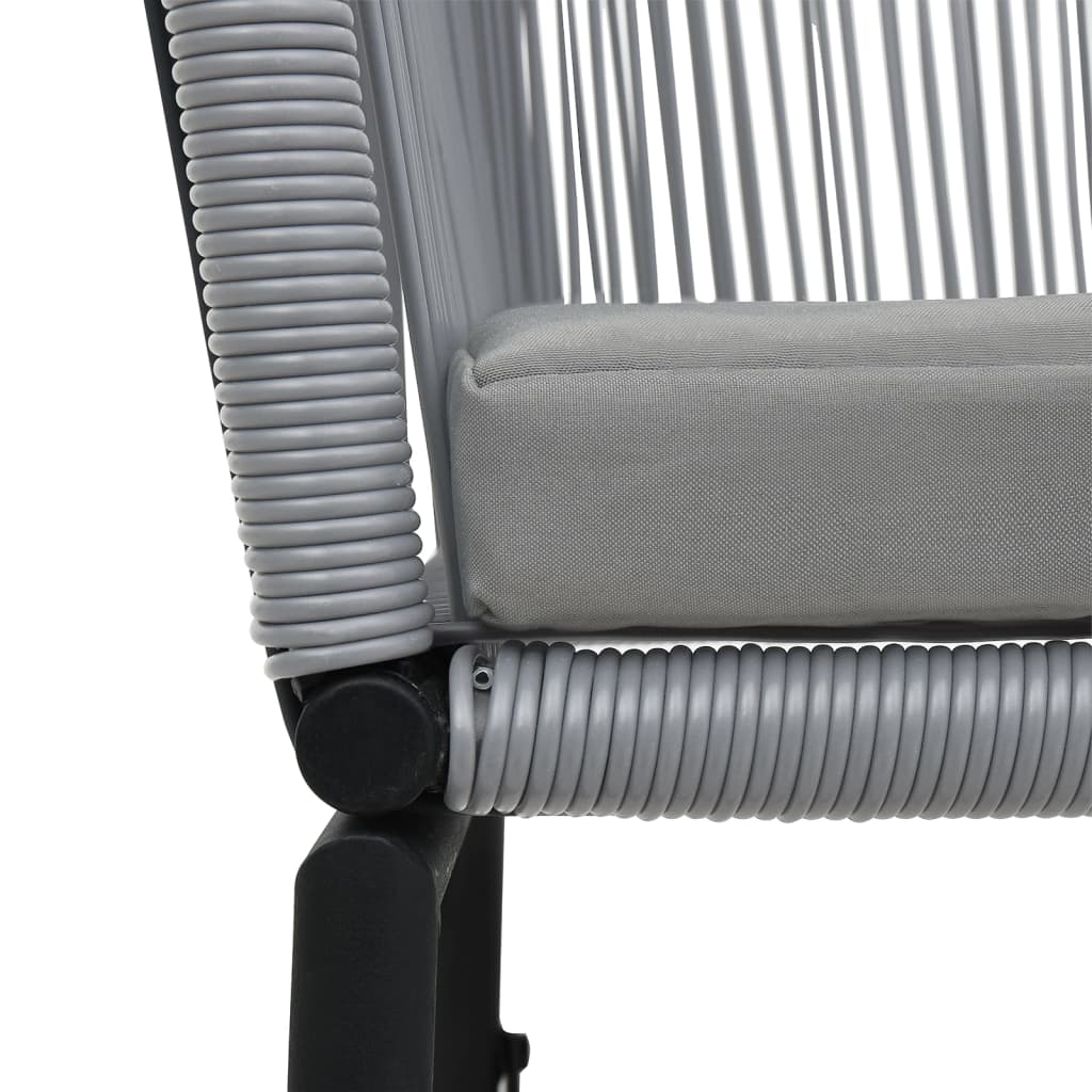 3-dijelni bistro set od PE ratana s jastucima sivi
