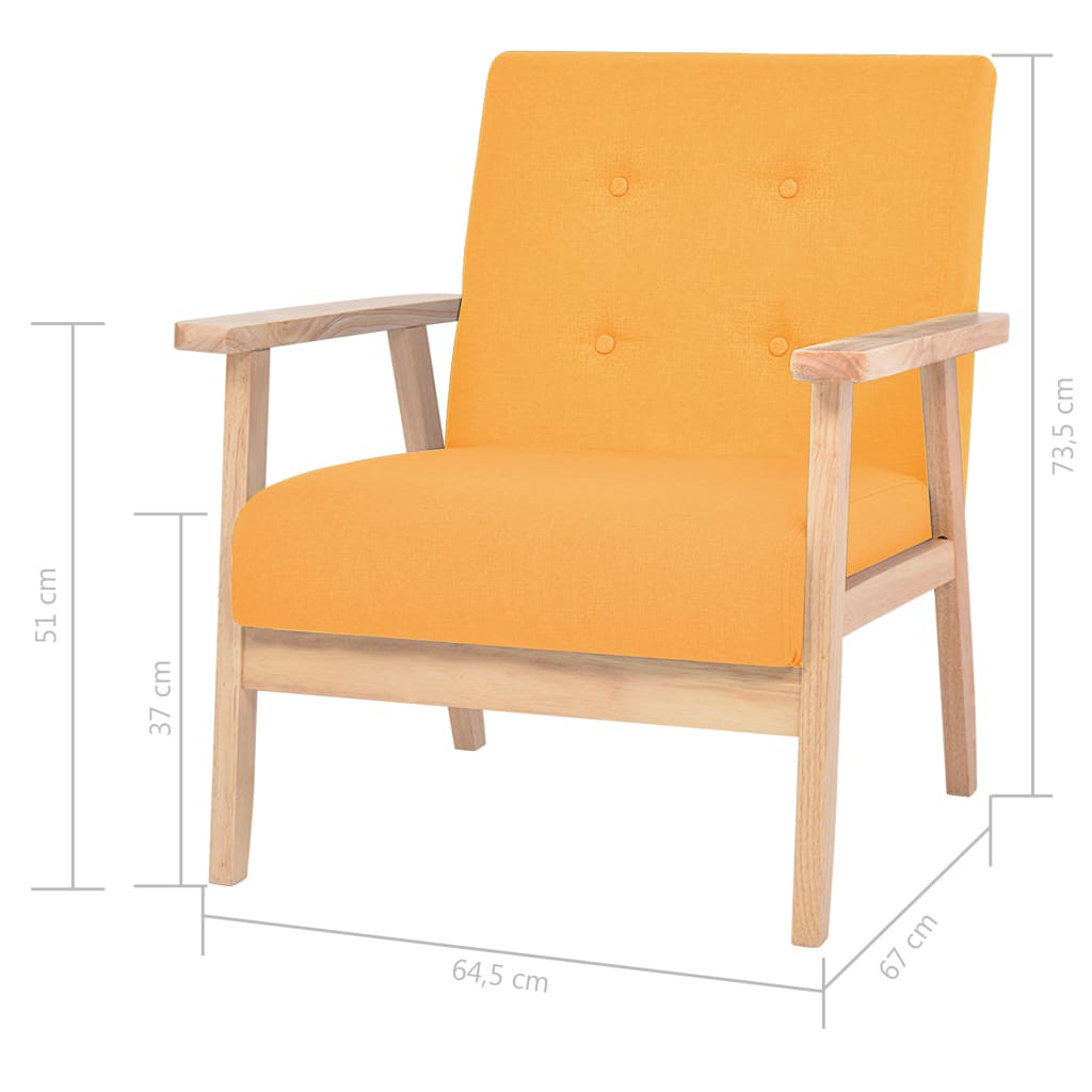3-dijelni set sofa od tkanine žuti