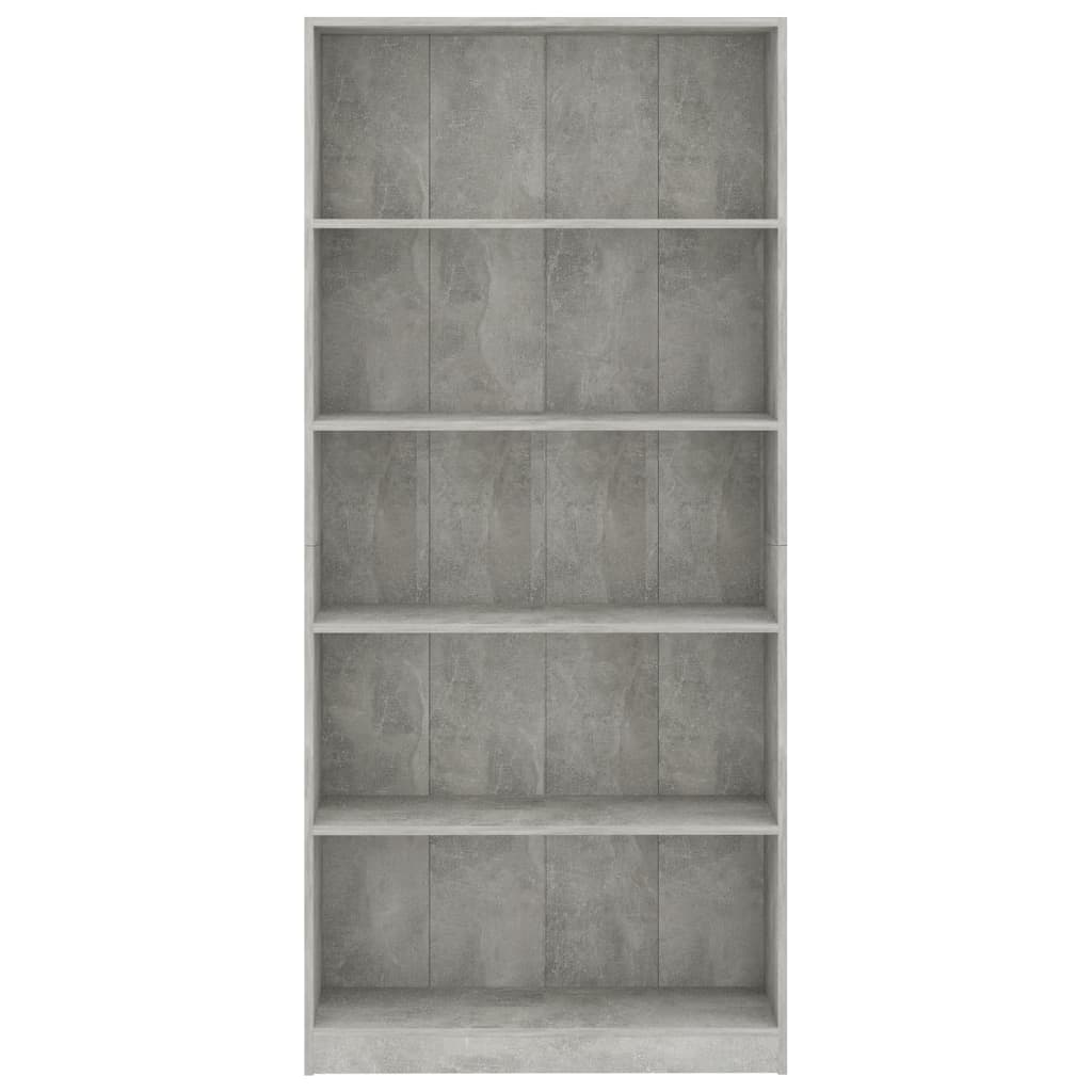 Ormarić za knjige s 5 razina boja betona 80x24x175 cm drveni