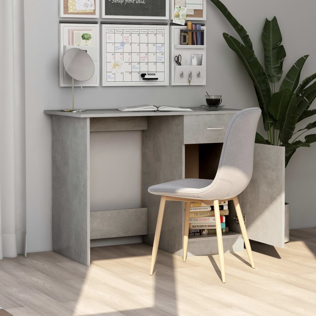 Radni stol siva boja betona 100 x 50 x 76 cm konstruirano drvo