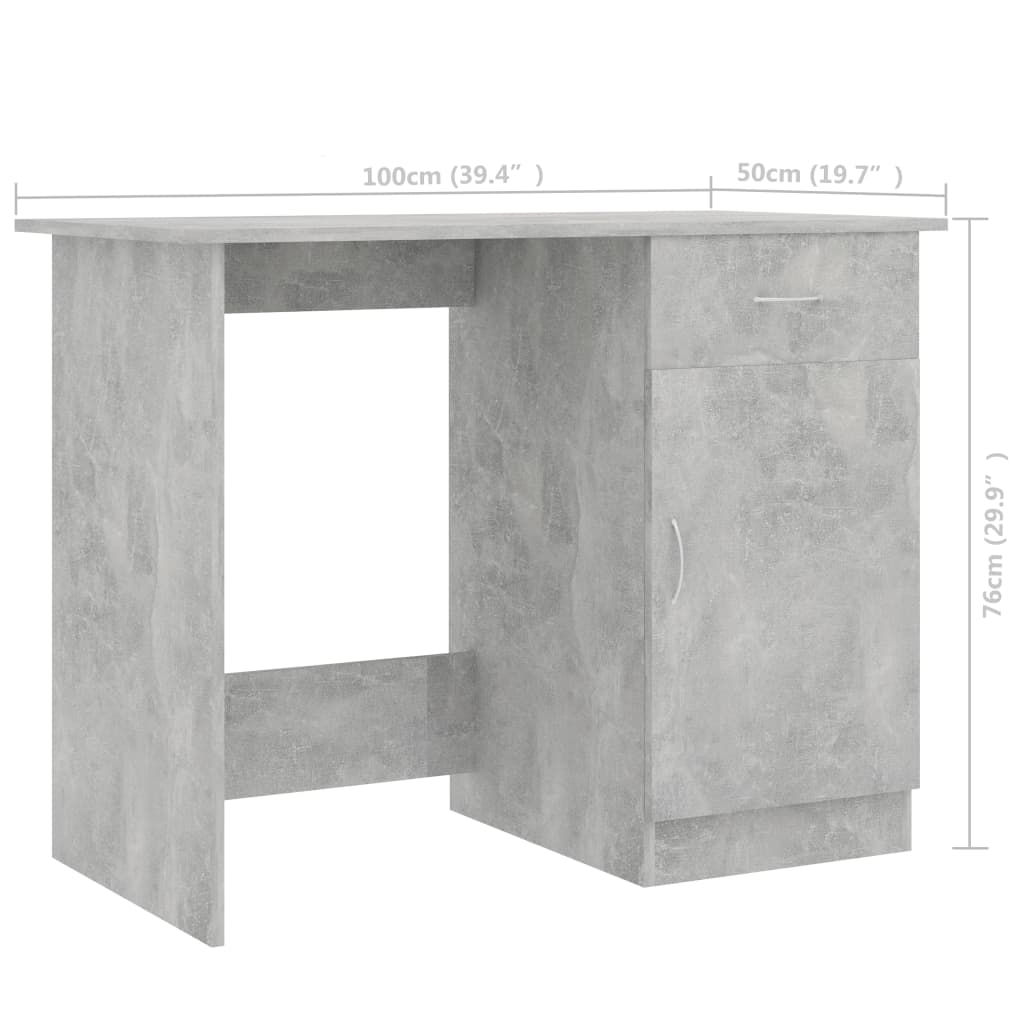 Radni stol siva boja betona 100 x 50 x 76 cm konstruirano drvo