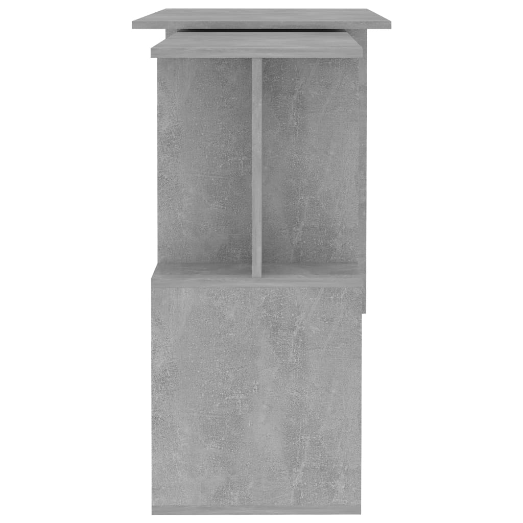 Kutni radni stol boja betona 200x50x76 cm od konstruiranog drva