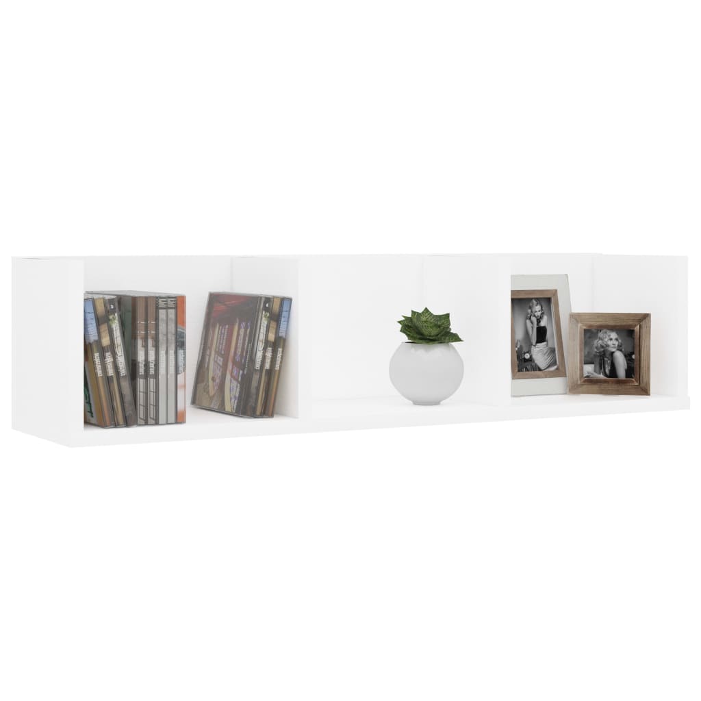 Zidna polica za CD-ove bijela 75 x 18 x 18 cm konstruirano drvo