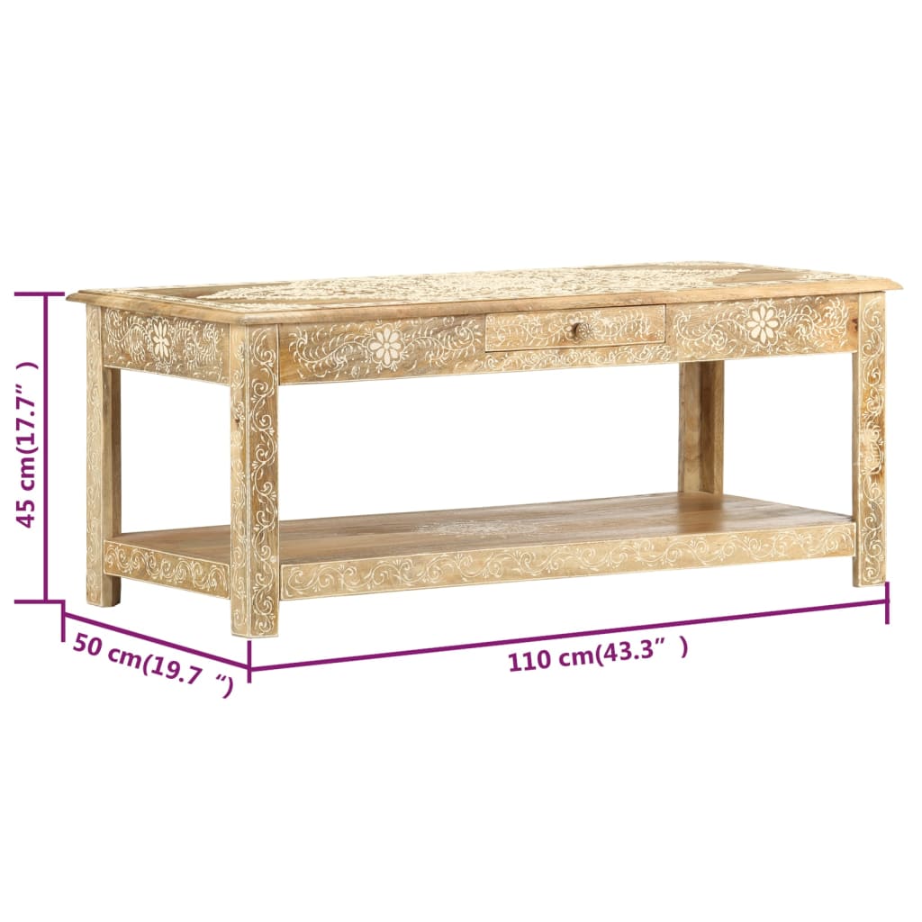 Stolić za kavu ručno oslikani 110x50x45 cm masivno drvo manga