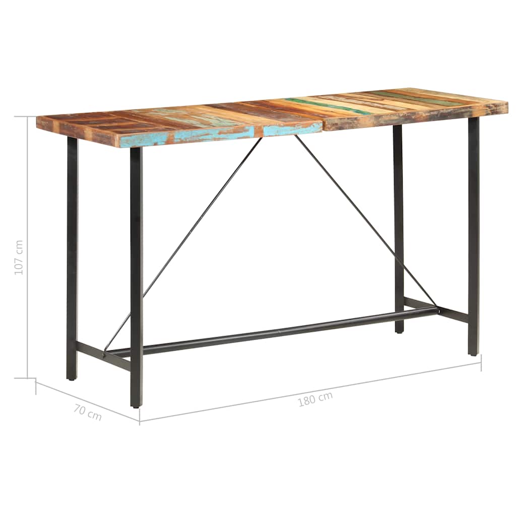 Barski stol 180 x 70 x 107 cm od masivnog obnovljenog drva
