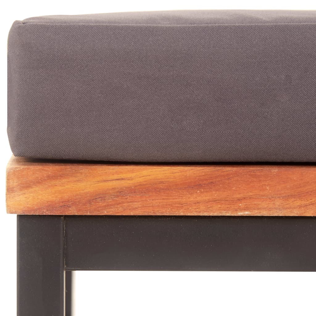 Tabure s jastukom 66x66x36 cm tamnosivi masivno drvo bagrema