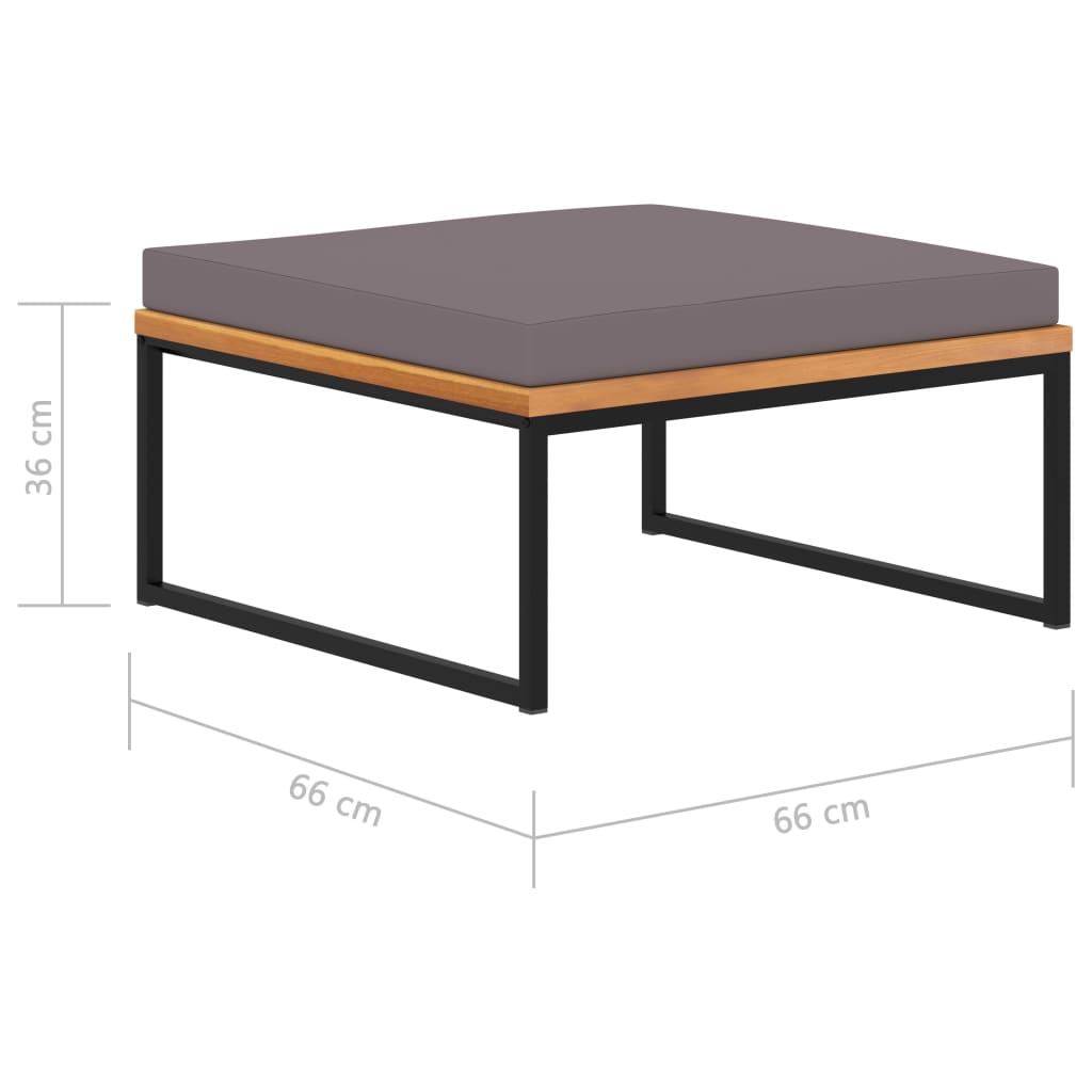 Tabure s jastukom 66x66x36 cm tamnosivi masivno drvo bagrema