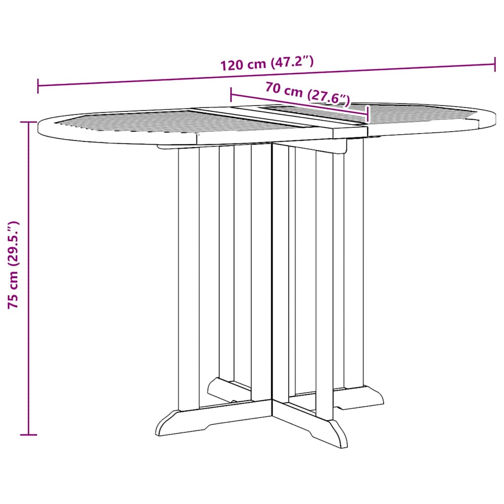 Preklopni vrtni stol 120 x 70 x 75 cm od masivne tikovine